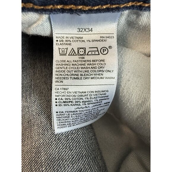 Old Navy Mens Straight Leg Athletic Built In Flex~Size 32x34~Blue Stretch Denim - Picture 10 of 10